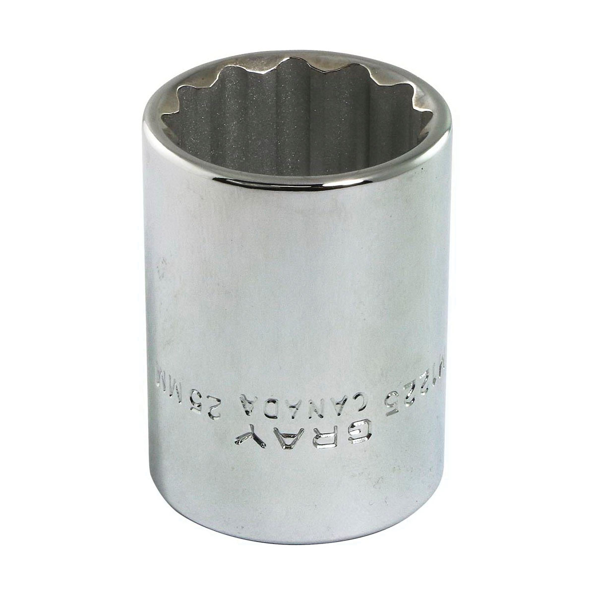 Gray Tools M1225 Standard Socket, Metric, 1/2 in, 25 mm Hex Socket, 12 Points