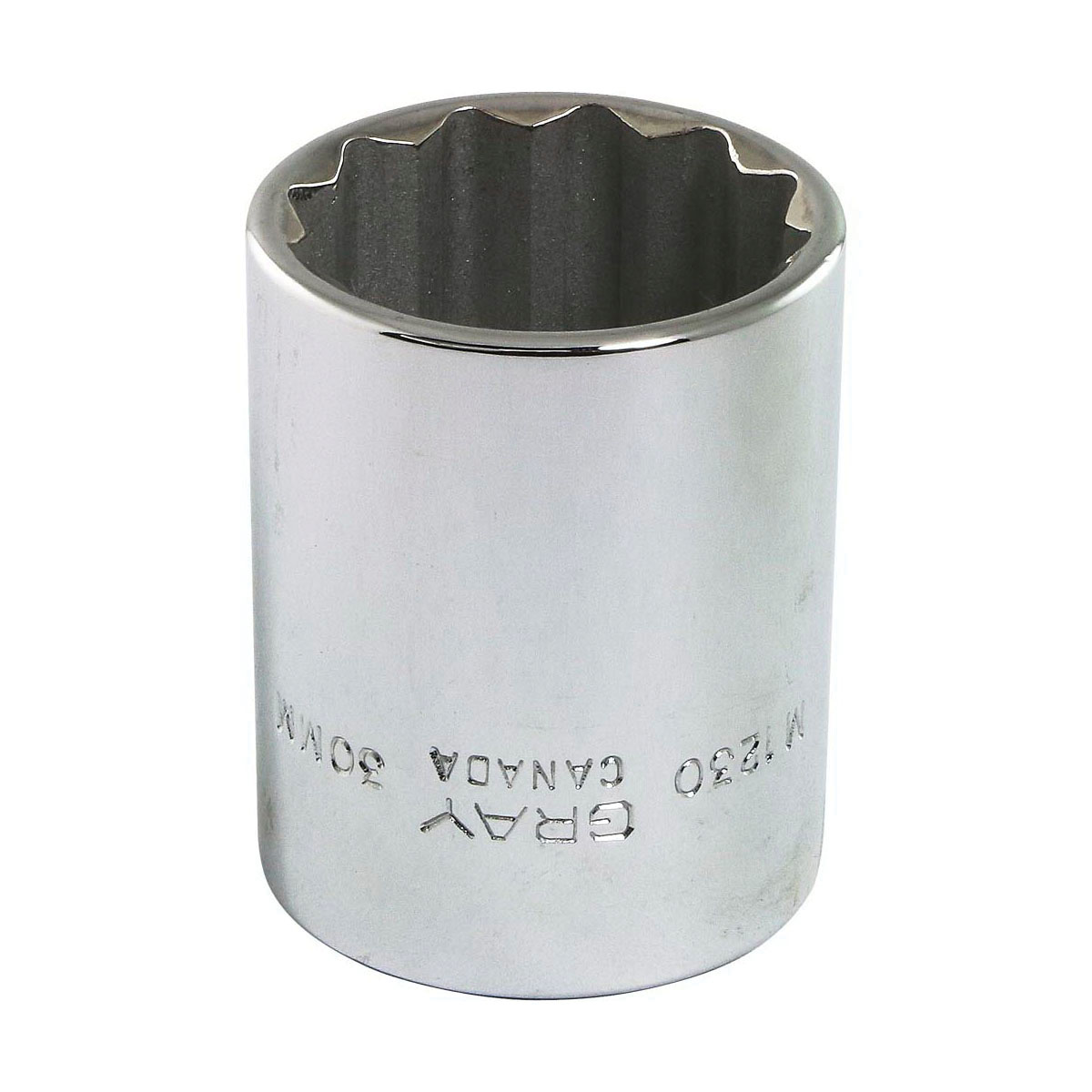 Gray Tools M1230 Standard Socket, Metric, 1/2 in, 30 mm Hex Socket, 12 Points