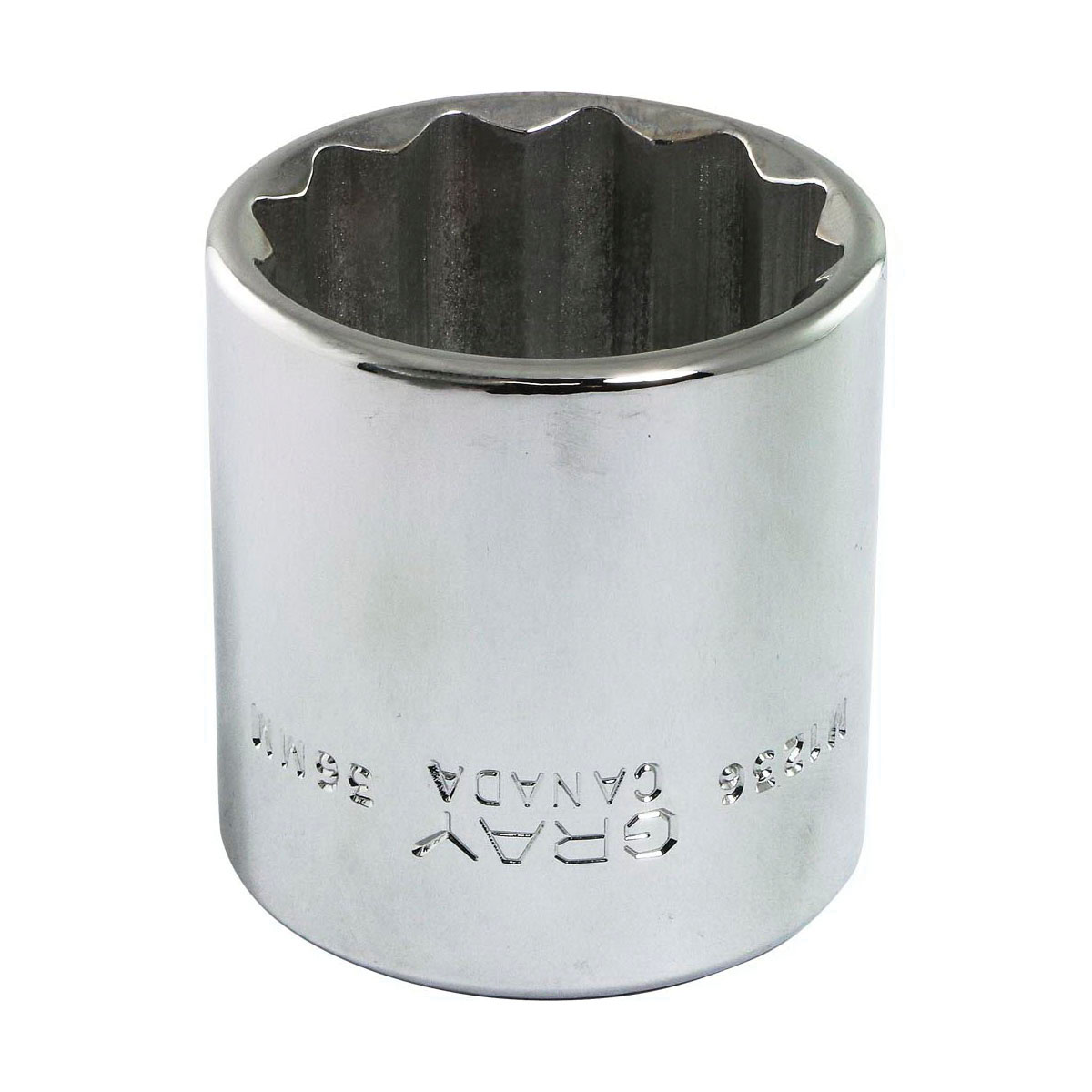 Gray Tools M1236 Standard Socket, Metric, 1/2 in, 36 mm Hex Socket, 12 Points