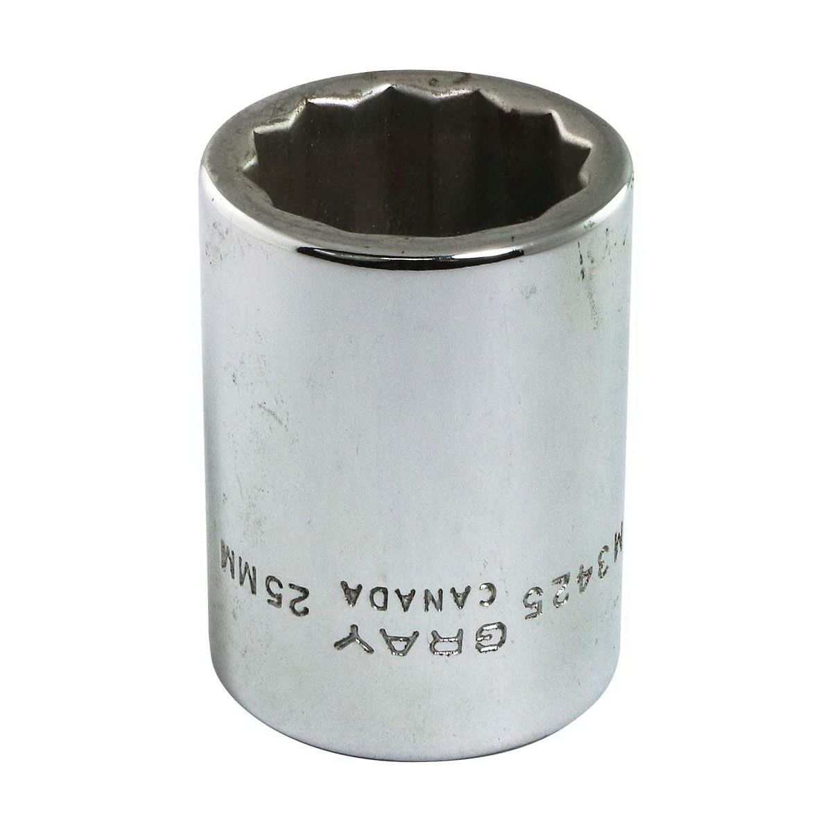 Gray Tools M3425 Standard Socket, Metric, 3/4 in, 25 mm Hex Socket, 12 Points