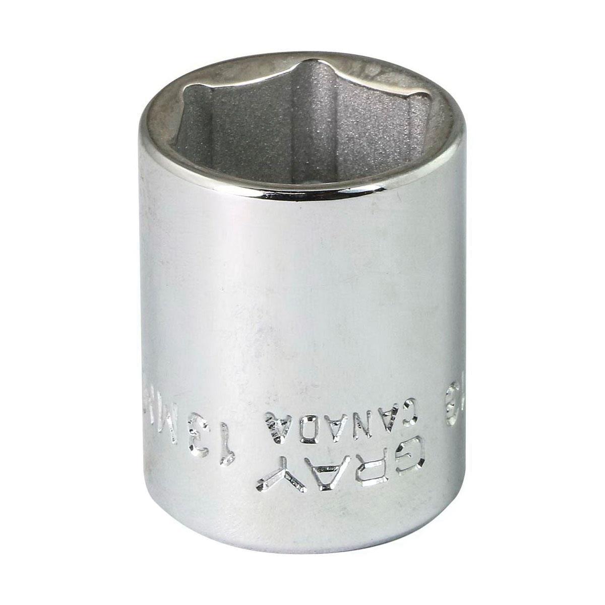 Gray Tools M613 Standard Socket, Metric, 1/4 in, 13 mm Hex Socket, 6 Points