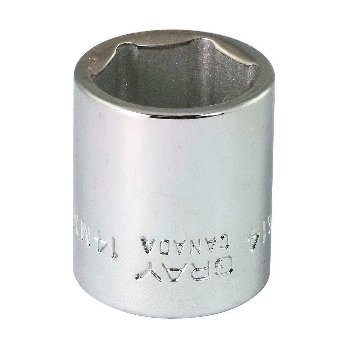 Gray Tools M614 Standard Socket, Metric, 1/4 in, 14 mm Hex Socket, 6 Points