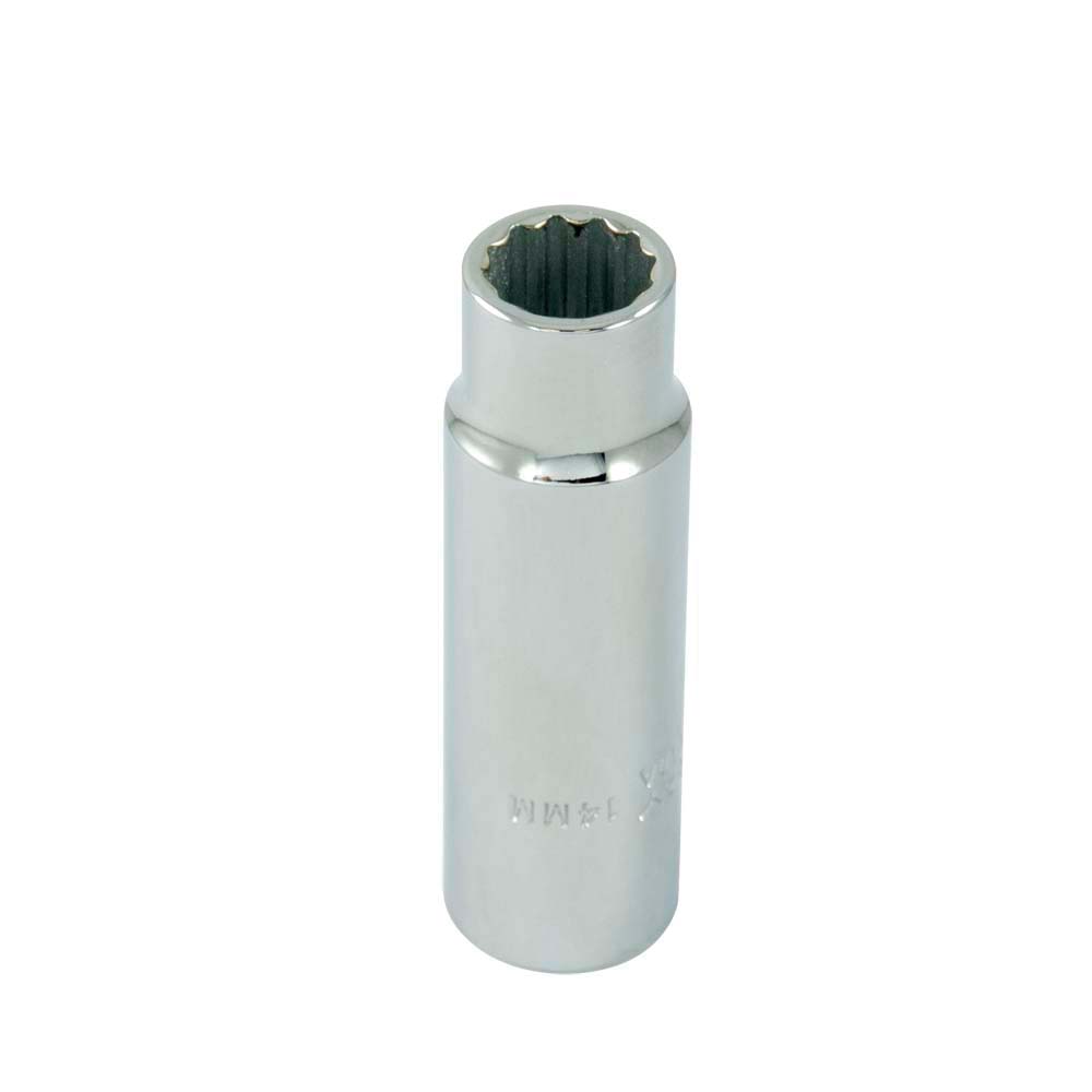 Gray Tools MD1214 Deep Socket, Metric, 1/2 in, 14 mm Hex Socket, 12 Points