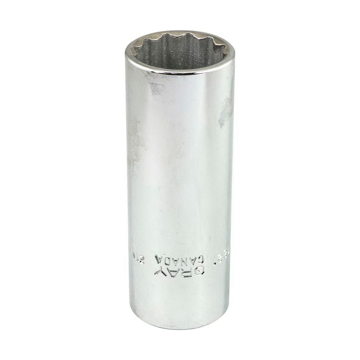Gray Tools MD1221 Deep Socket, Metric, 1/2 in, 21 mm Hex Socket, 12 Points