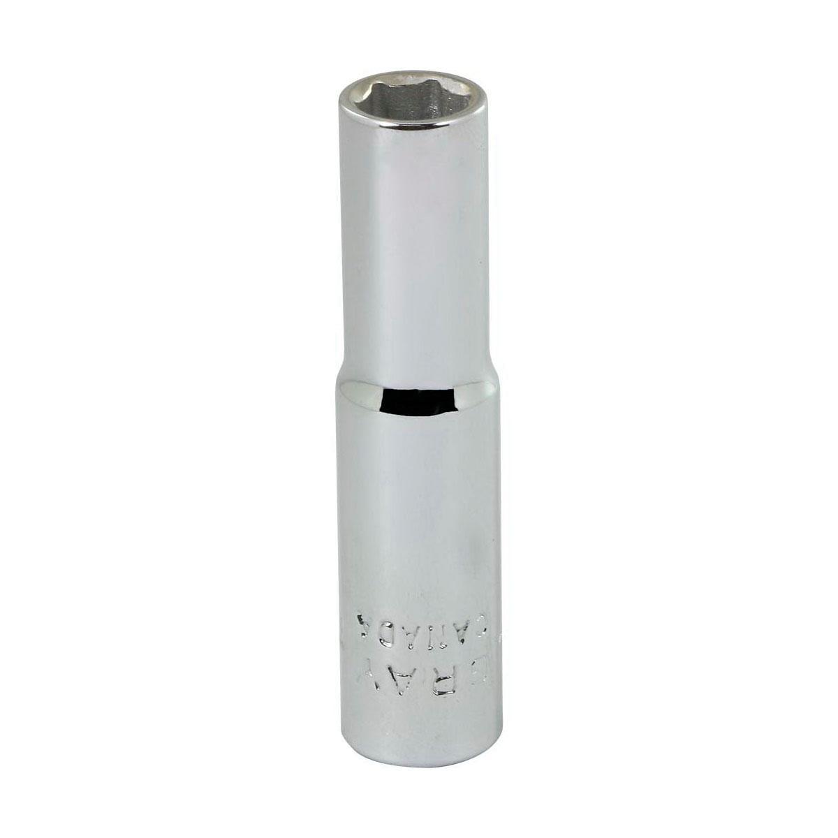 Gray Tools ML607 Deep Socket, Metric, 1/4 in, 7 mm Hex Socket, 6 Points