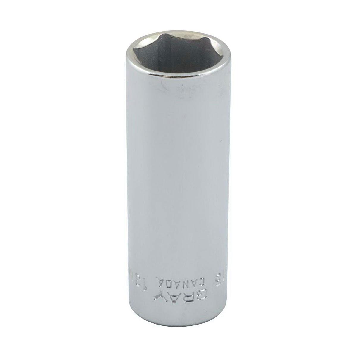 Gray Tools ML613 Deep Socket, Metric, 1/4 in, 13 mm Hex Socket, 6 Points