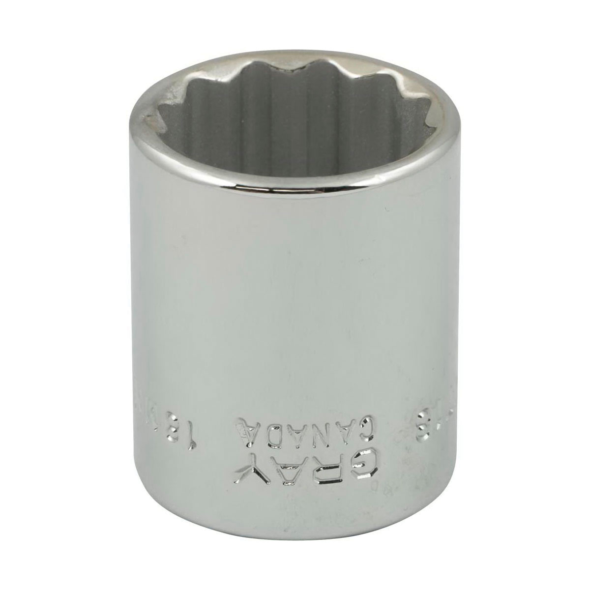 Gray Tools MT18 Standard Socket, Metric, 3/8 in, 18 mm Hex Socket, 12 Points