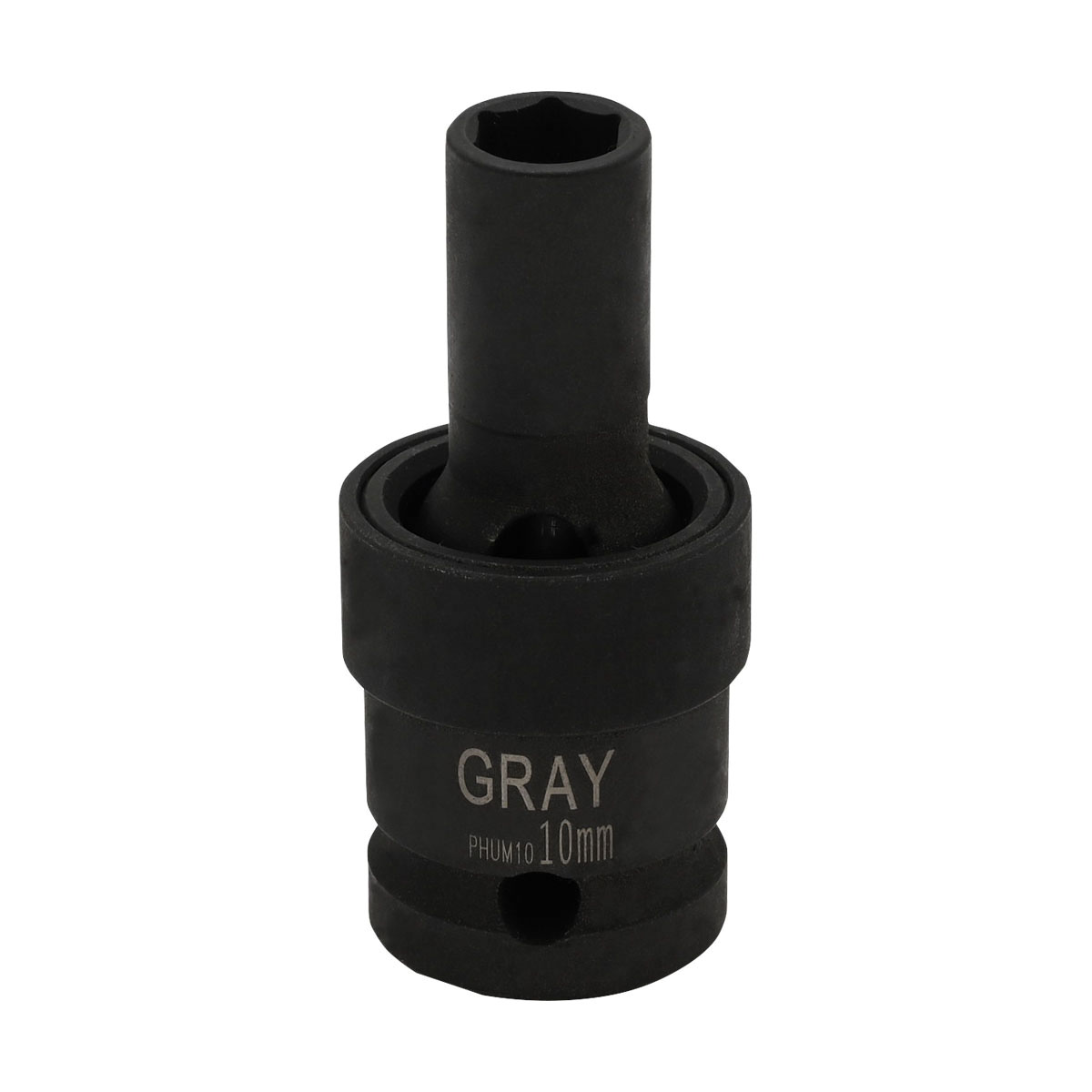 Gray Tools PHUM10 Standard Socket, Metric, 1/2 in, 10 mm Hex/Universal Joint Socket, 6 Points