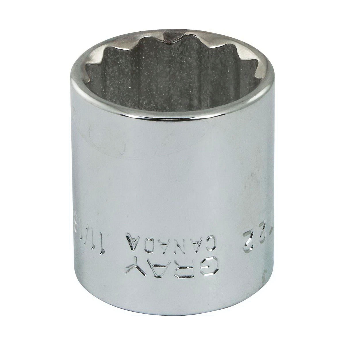 Gray Tools T22 Standard Socket, Imperial, 3/8 in, 11/16 in Hex Socket, 12 Points