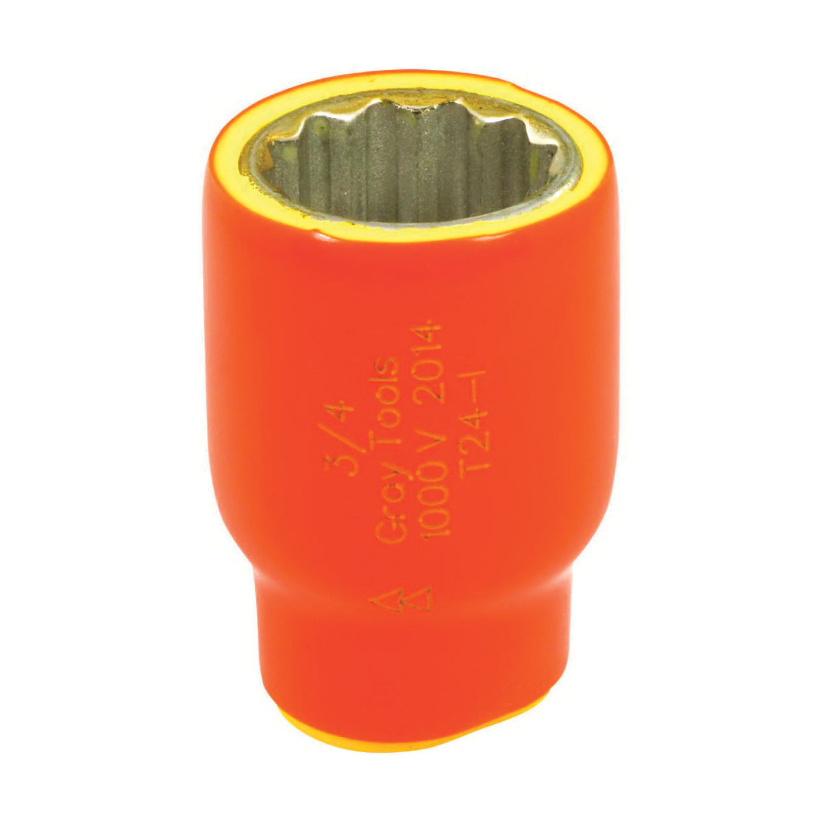 Gray Tools T24-I Insulated Standard Socket, Imperial, 3/8 in, 3/4 in Hex Socket, 12 Points
