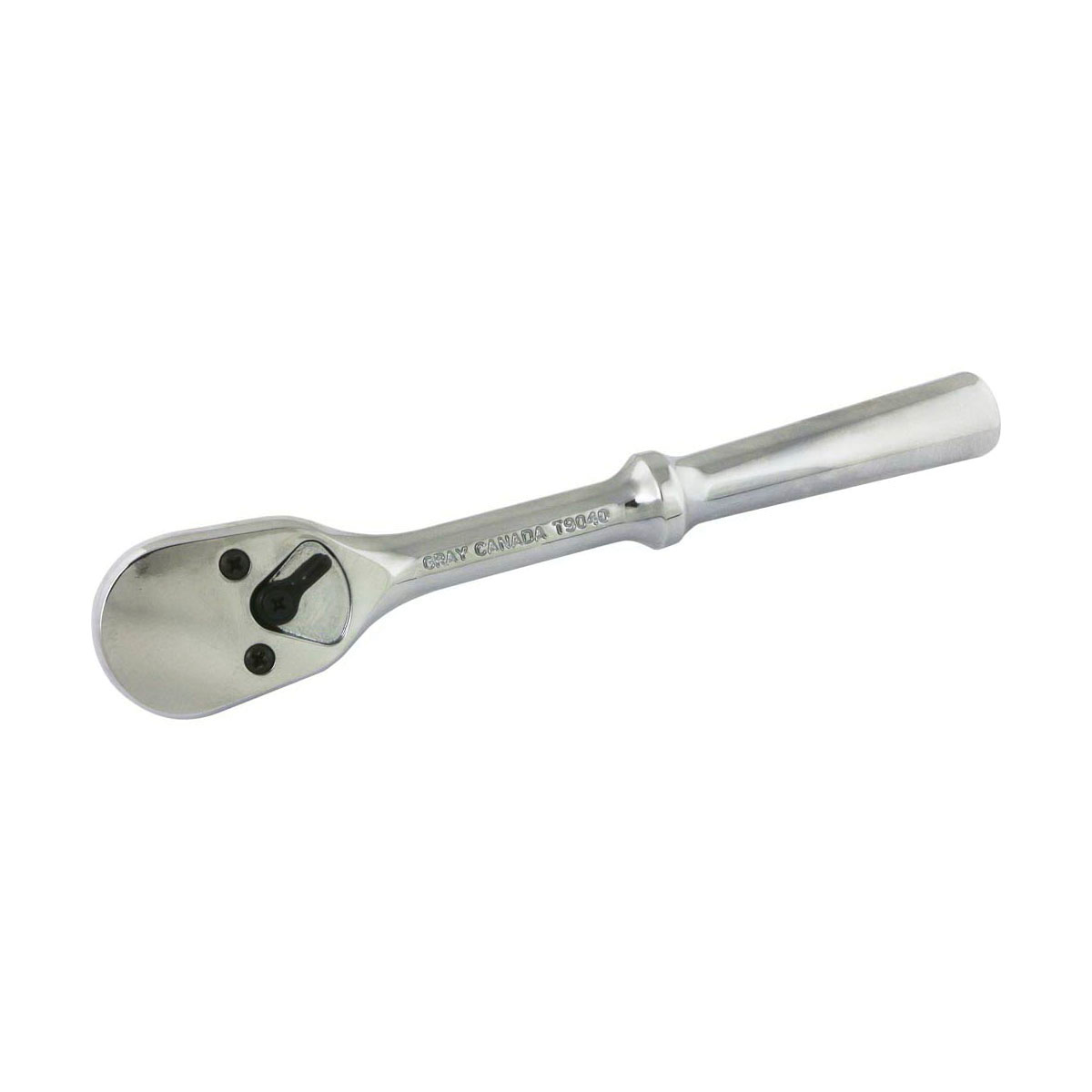 Gray Tools T9040 Closed Back Ratchet, 3/8 in Drive, 7-1/2 in OAL, Steel, Polished Chrome, ANSI B107.10M
