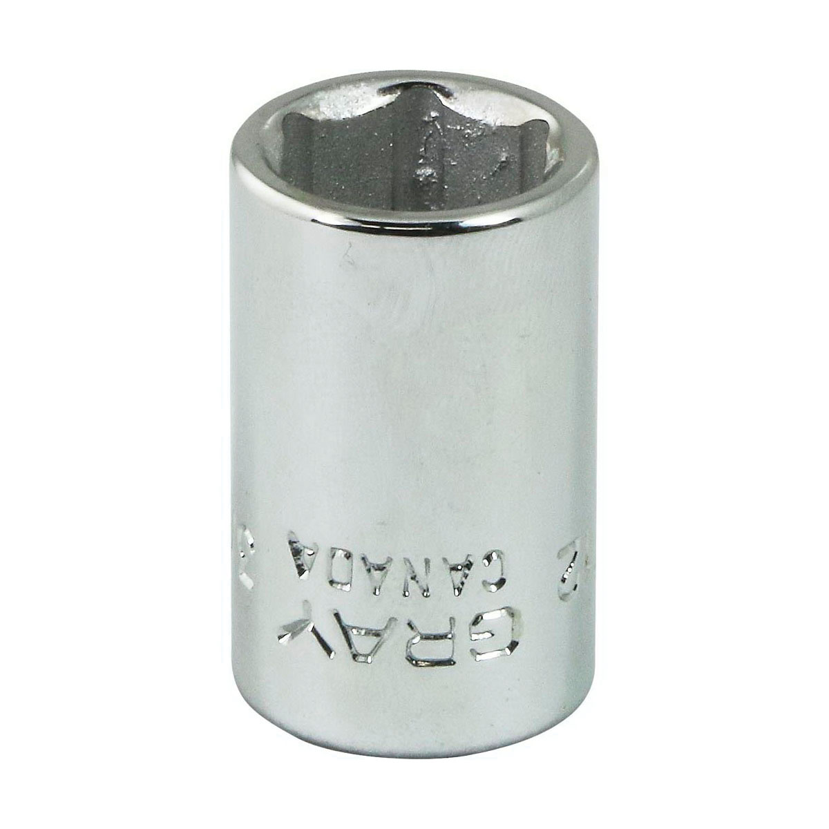 Gray Tools V12 Standard Socket, Imperial, 1/4 in, 3/8 in Hex Socket, 6 Points