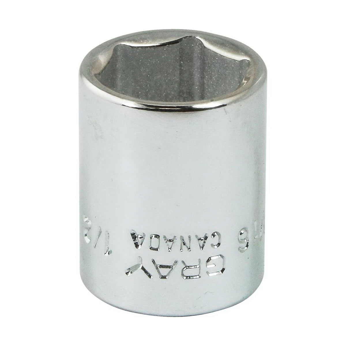 Gray Tools V16 Standard Socket, Imperial, 1/4 in, 1/2 in Hex Socket, 6 Points