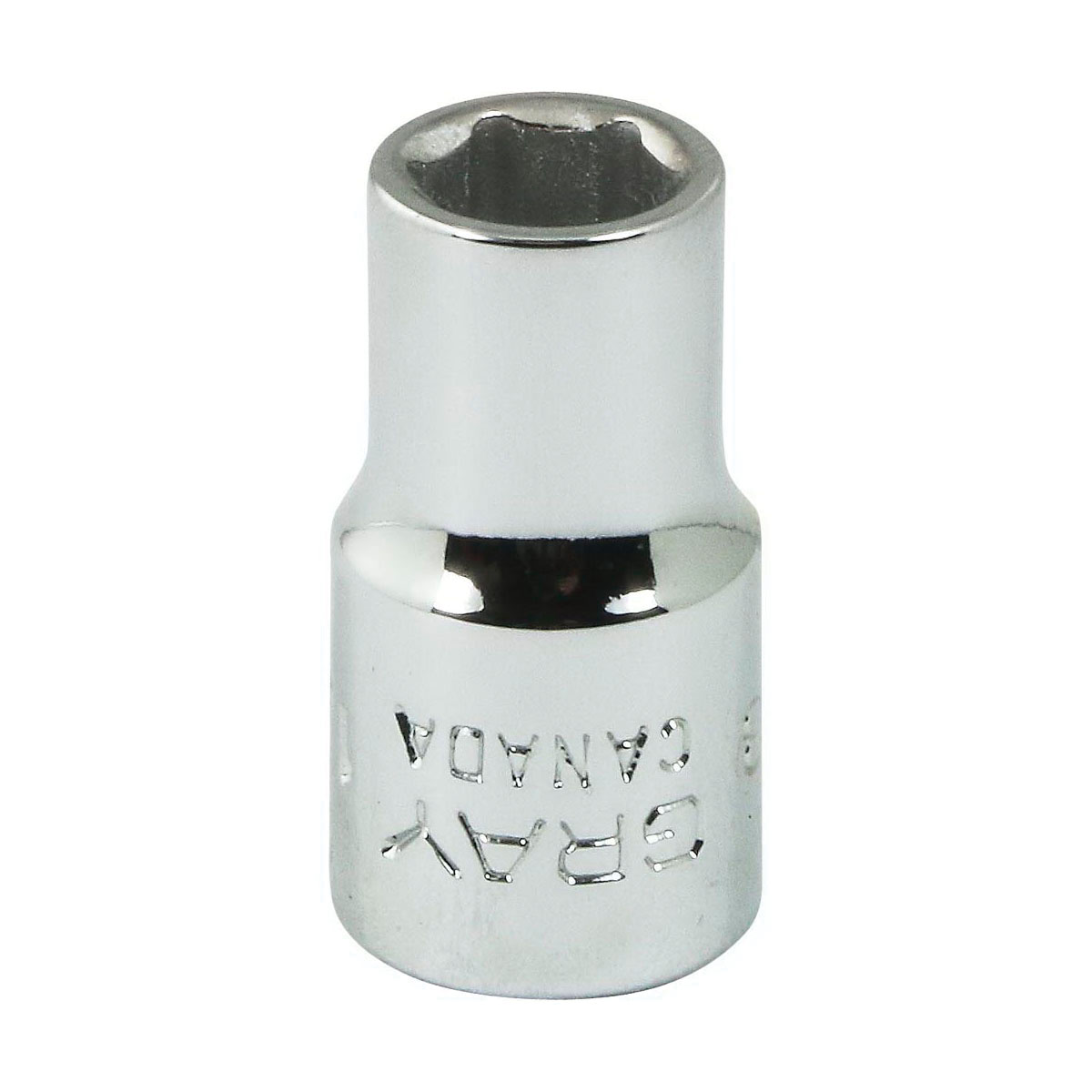 Gray Tools V8 Standard Socket, Imperial, 1/4 in, 1/4 in Hex Socket, 6 Points