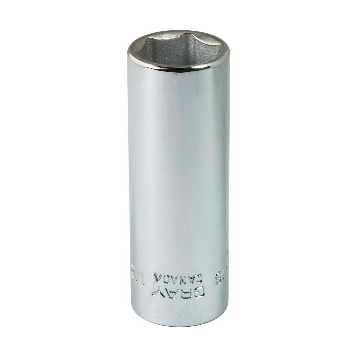 Gray Tools VL16 Deep Socket, Imperial, 1/4 in, 1/2 in Hex Socket, 6 Points