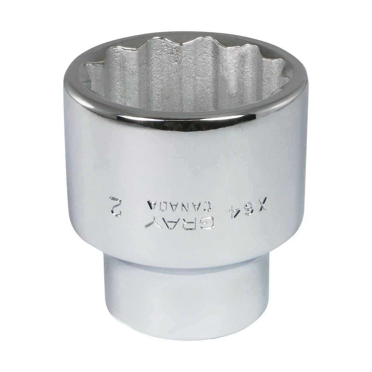 Gray Tools X64 Standard Socket, Imperial, 1 in, 2 in Hex Socket, 12 Points