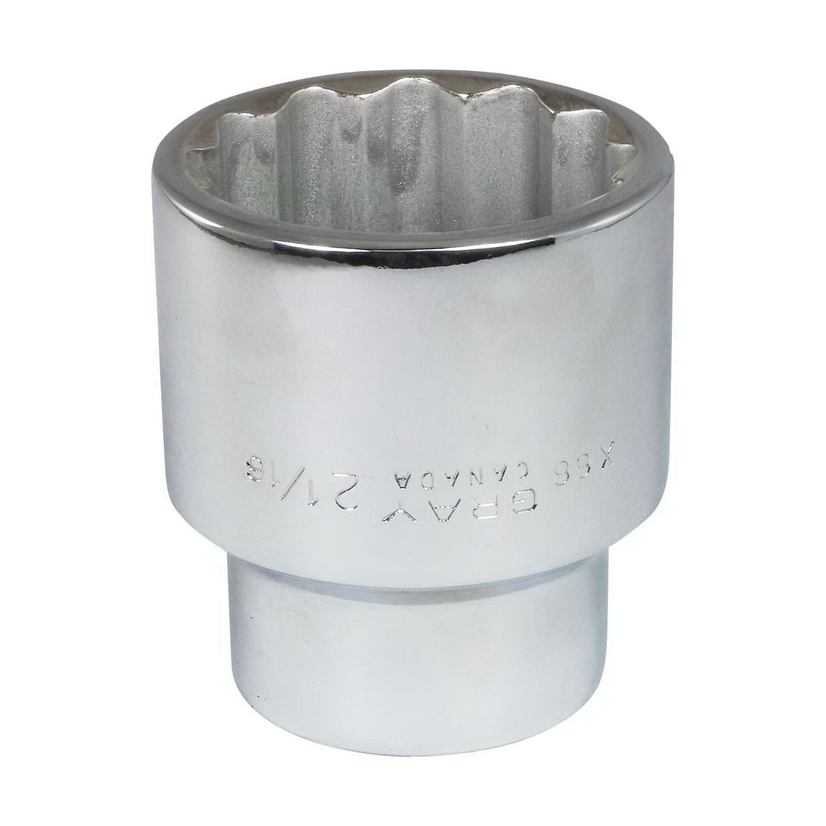 Gray Tools X66 Standard Socket, Imperial, 1 in, 2-1/16 in Hex Socket, 12 Points