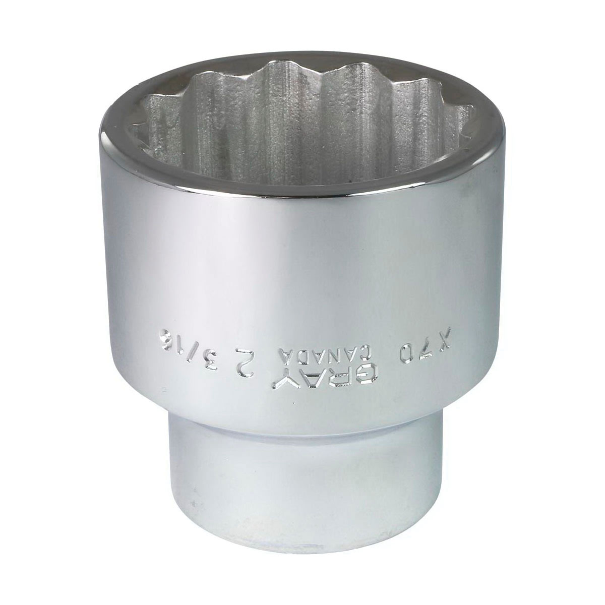 Gray Tools X70 Standard Socket, Imperial, 1 in, 2-3/16 in Hex Socket, 12 Points