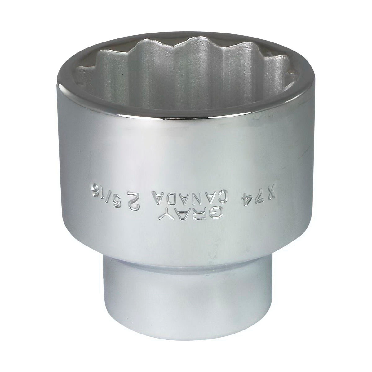 Gray Tools X74 Standard Socket, Imperial, 1 in, 2-5/16 in Hex Socket, 12 Points
