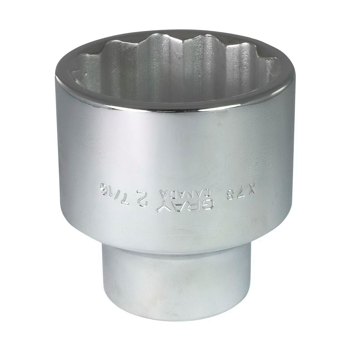 Gray Tools X78 Standard Socket, Imperial, 1 in, 2-7/16 in Hex Socket, 12 Points