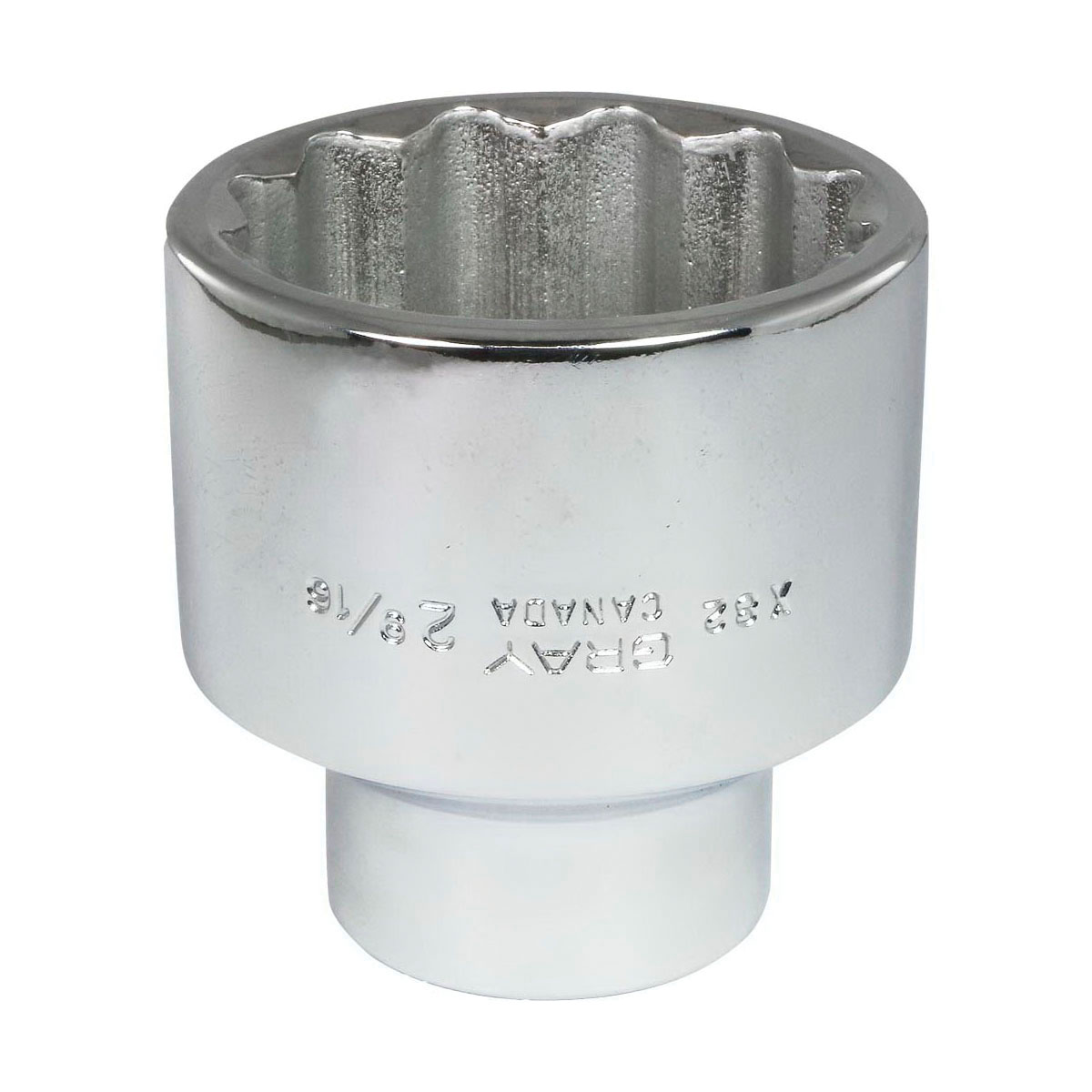 Gray Tools X82 Standard Socket, Imperial, 1 in, 2-9/16 in Hex Socket, 12 Points