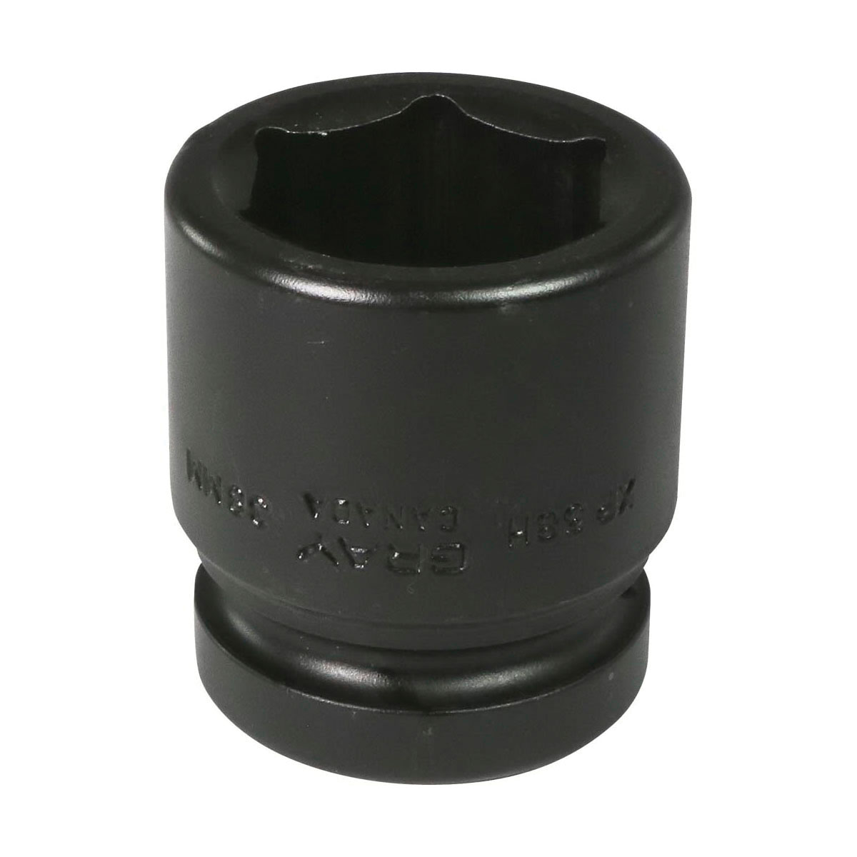 Gray Tools XP38H Standard Impact Socket, Style 3, Metric, 1 in Square Drive, 38 mm Hex Socket, 6 Points