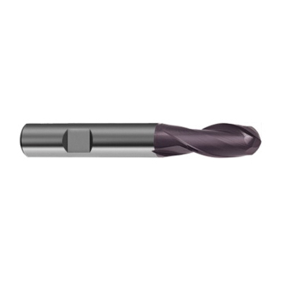 Guhring 9030490100000 3049 Uni-Pro Center Cutting General Purpose Standard Length Universal Ball Nose End Mill, 10 mm Dia Cutter, 19 mm Length of Cut, 2 Flutes, 10 mm Dia Shank, 72 mm OAL, FIREX® Coated