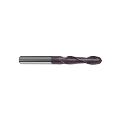 Guhring 9031600047600 3160 Uni-Pro Center Cutting General Purpose Long Length Universal Ball Nose End Mill, 3/16 in Dia Cutter, 3/4 in Length of Cut, 2 Flutes, 3/16 in Dia Shank, 2-1/2 in OAL, FIREX® Coated