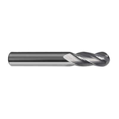 Guhring 9031610015900 3161 Uni-Pro Center Cutting General Purpose Standard Length Universal Ball Nose End Mill, 1/16 in Dia Cutter, 3/16 in Length of Cut, 4 Flutes, 1/8 in Dia Shank, 1-1/2 in OAL, Bright