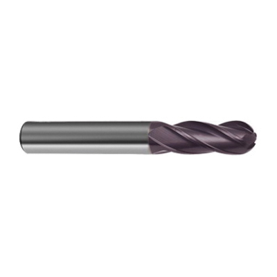 Guhring 9031650015900 3165 Uni-Pro Center Cutting General Purpose Standard Length Universal Ball Nose End Mill, 1/16 in Dia Cutter, 3/16 in Length of Cut, 4 Flutes, 1/8 in Dia Shank, 1-1/2 in OAL, FIREX® Coated