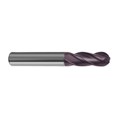 Guhring 9031670127000 3167 Uni-Pro Center Cutting General Purpose Long Length Universal Ball Nose End Mill, 1/2 in Dia Cutter, 2 in Length of Cut, 4 Flutes, 1/2 in Dia Shank, 4-1/2 in OAL, FIREX® Coated