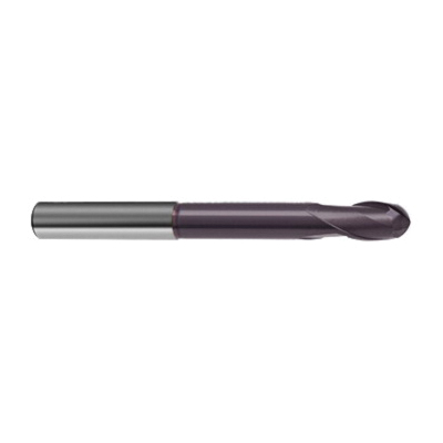 Guhring 9031910031700 3191 Trace-Tech GF300 B Center Cutting Long Length Precision Contouring Die/Mold Ball Nose End Mill, 1/8 in Dia Cutter, 1/8 in Length of Cut, 2 Flutes, 1/4 in Dia Shank, 2-1/2 in OAL, FIREX® Coated