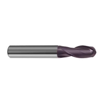 Guhring 9036790005000 3679 Uni-Pro Center Cutting General Purpose Standard Length Universal Ball Nose End Mill, 0.5 mm Dia Cutter, 1 mm Length of Cut, 2 Flutes, 3 mm Dia Shank, 38 mm OAL, FIREX® Coated