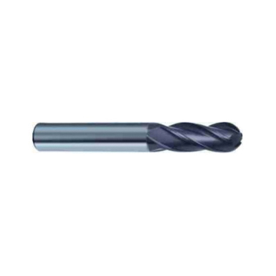 Guhring 9037270040000 3727 Uni-Pro Center Cutting General Purpose Standard Length Universal Ball Nose End Mill, 4 mm Dia Cutter, 11 mm Length of Cut, 4 Flutes, 4 mm Dia Shank, 50 mm OAL, FIREX® Coated