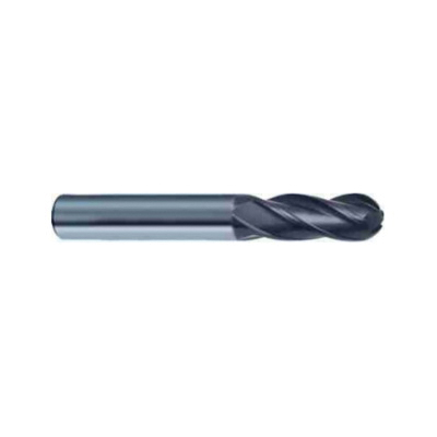 Guhring 9042610031700 4261 RF100 VA Center Cutting High Performance Standard Length Ball Nose End Mill, 1/8 in Dia Cutter, 1/2 in Length of Cut, 4 Flutes, 1/8 in Dia Shank, 2 in OAL, Nano-A® Coated