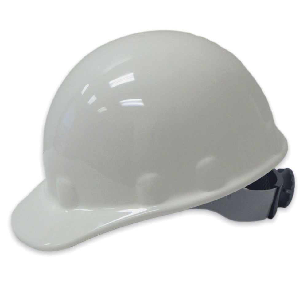 Fibre-Metal® by Honeywell E2RW01A000 Cap Style Front Brim Smooth Crown Hard Hat, 6-1/2 in Fits Mini Hat, 8 in Fits Max Hat, Thermoplastic, 8-Point Ratchet Suspension, ANSI Electrical Class Rating: Class C, E and G, ANSI Impact Rating: Type I