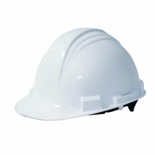 Honeywell Safety A59010000 Peak Front Brim Safety Hard Hat, 6-1/2 Fits Mini Hat, 8 Fits Max Hat, HDPE, 4-Point Plastic Suspension, ANSI Electrical Class Rating: Class E, ANSI Impact Rating: Type I, Pin Lock Adjustment