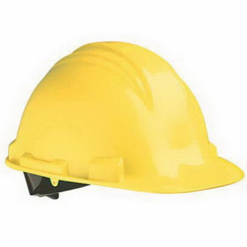 Honeywell Safety A69R020000 Peak Front Brim Safety Hard Hat, HDPE, 6-Point Nylon Suspension, ANSI Electrical Class Rating: Class E, ANSI Impact Rating: Type I, Webbing Ratchet Adjustment