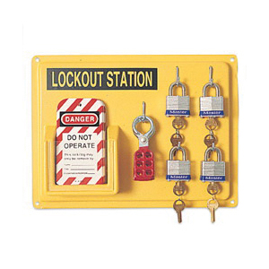 Honeywell LSE104F Complete Lockout Station, Filled, 10 Padlocks, 14 in H x 11 in W, Language: English/French/Spanish
