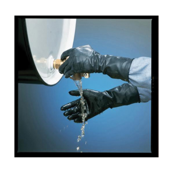 North® by Honeywell B144GI/S North Butyl™ Dipped Chemical Resistant Gloves, S, Ambidextrous Hand, Butyl, Black, Unlined Lining, 14 in L, Unsupported Support, Roll Beaded Cuff, 14 mil THK