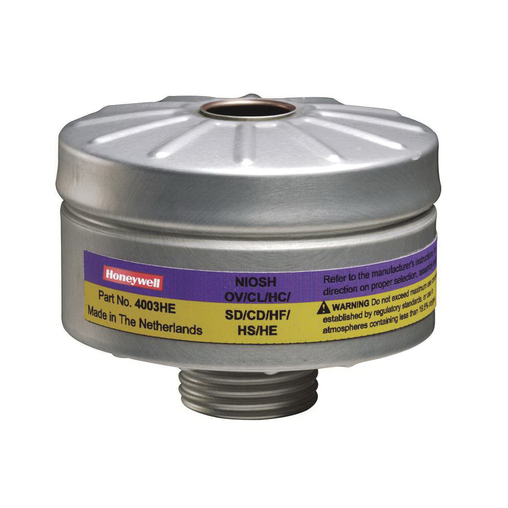 North® by Honeywell 4003HE Compact Air™ PAPR Cartridge, For Use With North Primair® Powered Air Purifying Respirators (PAPR), OV/CL/HC/SD/FM/HF/CD/HS/HEPA Filter Class