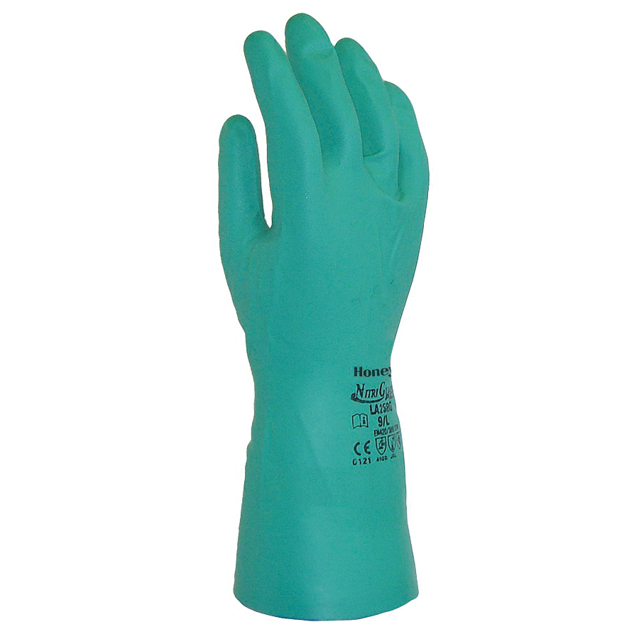 North® by Honeywell LA258G/11XXL Unsupported Chemical-Resistant Gloves, SZ 11, Nitrile, Green, Sanitized Lining, 45 cm L, Resists: Chemicals, 0.63 mm THK