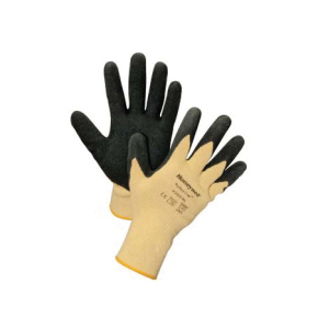 Sperian® by Honeywell KV303-L Perfect-Coat™ KV303 Medium Weight General Purpose Gloves, Coated, Gunn Cut/Straight Thumb Style, L, Natural Rubber Palm, 10 ga DuPont™ Kevlar®/Steel, Black/Yellow, Knit Wrist Cuff, Natural Rubber Latex Coating