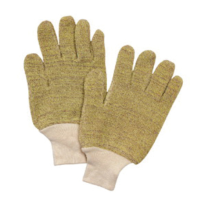Sperian® by Honeywell MT24A Loop-Out General Purpose Gloves, Knit, Universal, 24 oz Kevlar®/Cotton Blend Terrycloth, Brown/Yellow/White, Mock Twist/Knit Wrist Cuff, Uncoated Coating, Resists: Abrasion, Cut, Puncture, Thermal and Tear, Ambidextrous