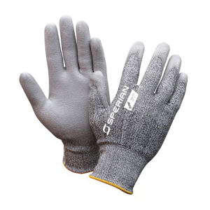Sperian® by Honeywell PF541-L Pure Fit™ PF541 General Purpose Gloves, Coated, L, Polyurethane Palm, 13 ga HPPE/Lycra®, Black/Charcoal Gray/White, Knit Wrist Cuff, Polyurethane Coating, Resists: Abrasion, Cut, Puncture and Tear, Seamless Knit Lining