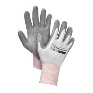 Sperian® by Honeywell PF542-L Pure Fit™ PF542 General Purpose Gloves, Coated, L, Polyurethane Palm, 13 ga HPPE/Lycra®, Gray/White, Knit Wrist Cuff, Polyurethane Coating, Resists: Abrasion, Cut, Puncture and Tear, Seamless Knit Lining