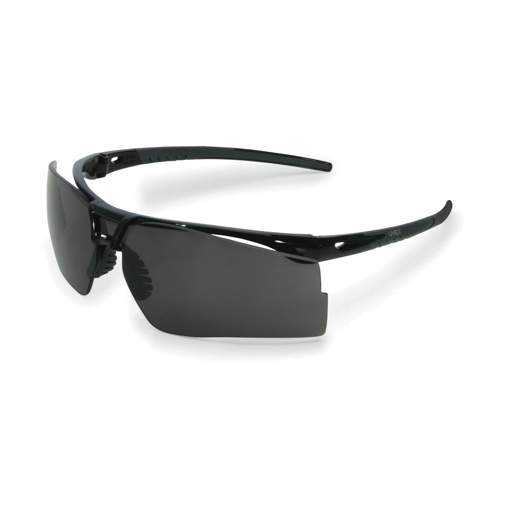 Uvex® by Honeywell S0501X Bayonet™ High Performance Safety Glasses, Uvextreme AF, Gray Lens, Half-Frame Frame, Gloss Black, Polycarbonate Frame, ANSI Z87.1-2010/CSA Z94.3