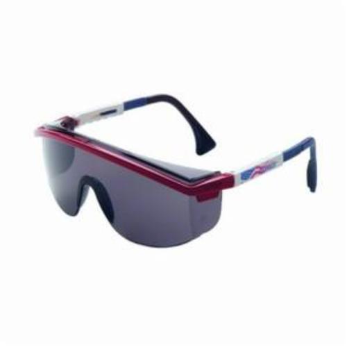 Uvex® by Honeywell S1179C Astrospec® 3000 Lightweight Safety Eyewear, Uvextreme® Anti-Fog, Gray Lens, Wrap Around Frame, Blue/Patriot® Red/White, Nylon Frame, Polycarbonate Lens, ANSI Z87.1-1989, ANSI Z87.1-2003, CSA Z94.3, CA 18828, Military V0