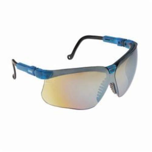 Uvex® by Honeywell S3243 Genesis® High Performance Safety Eyewear, Ultra-Dura® Hard Coat, Gold Mirror Lens, Wrap Around Frame, Vapor Blue, Polycarbonate Frame, ANSI Z87.1-1989, ANSI Z87.1-2003, CSA Z94.3, CA 18828, Military V0