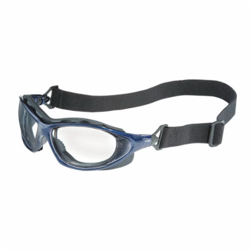 Uvex® by Honeywell S0620X Seismic® Indirect Vented Sealed Eyewear, Uvextra® Anti-Fog, Clear Lens, Full-Frame Frame, Metallic Blue, Polycarbonate/Foam Lined Frame, ANSI Z87.1-2003, CSA Z94.3
